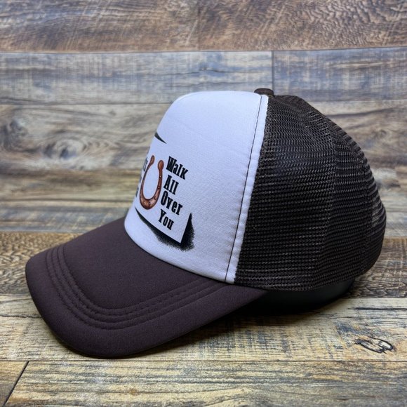 These Boots Are Made for Walkin' Mens Trucker Hat Brown Snapback Dolly Parton - Picture 4 of 8